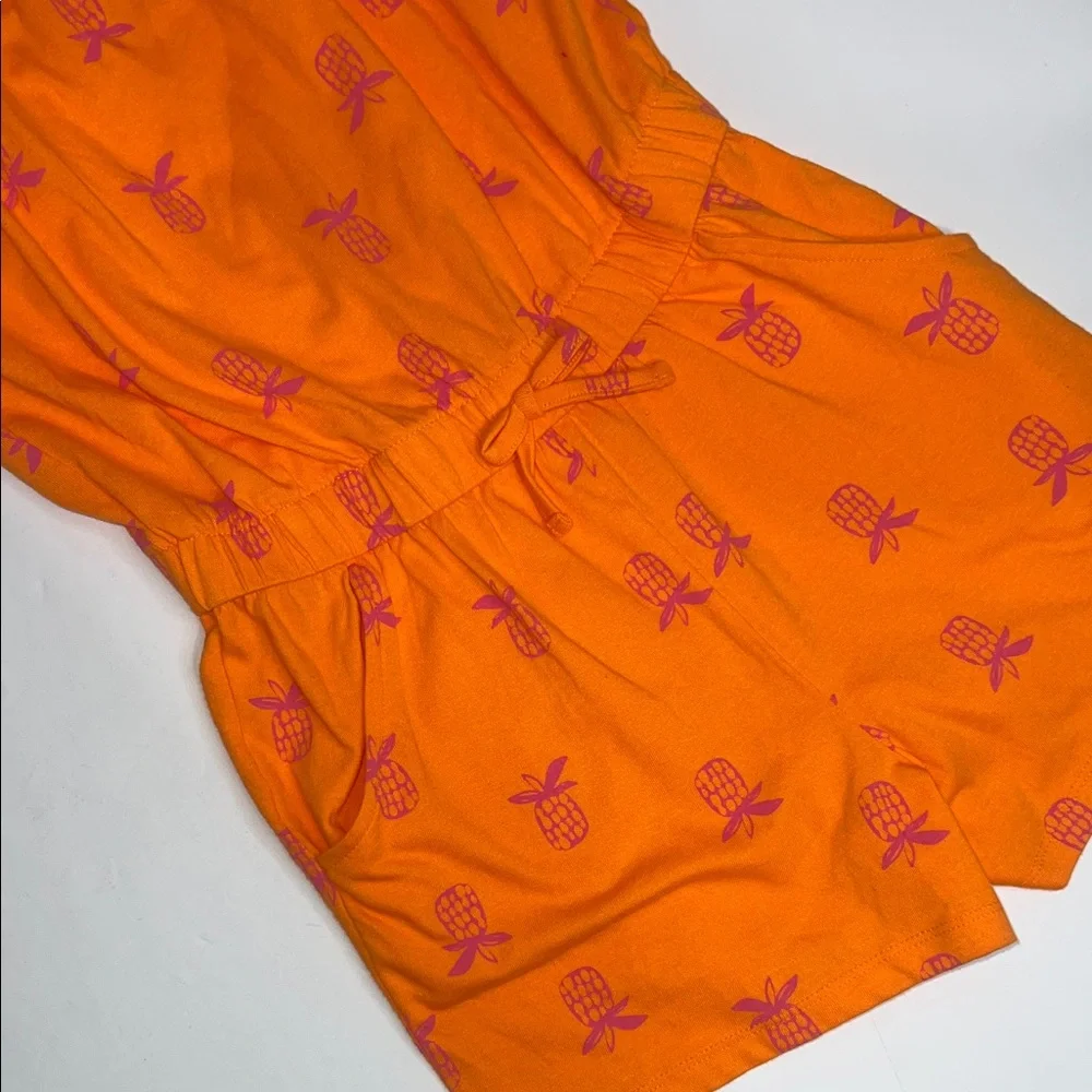NWT Cat & Jack Orange Romper with Pink Pineapple Print size 14 - Picture 3 of 7